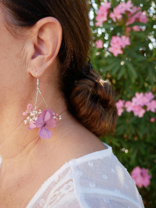 Boucles d'oreille goutte fleurie