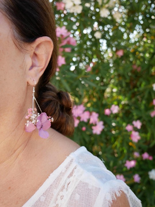 Boucles d'oreille goutte fleurie