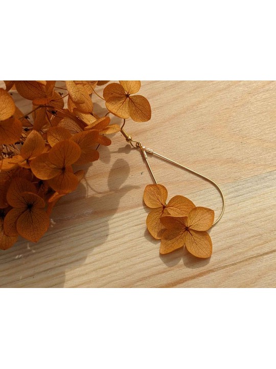 Boucles d'oreille goutte duo d'hortensia jaune safran