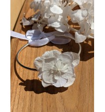 Bracelet jonc en hortensias blanc