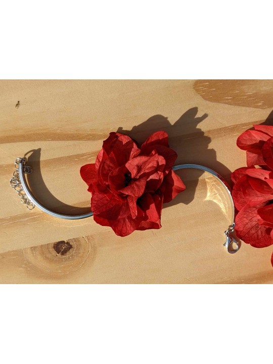 Bracelet en hortensias rouge