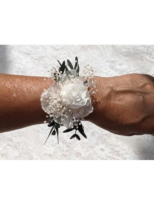 Bracelet de mariée bohème chic en fleurs éternelles