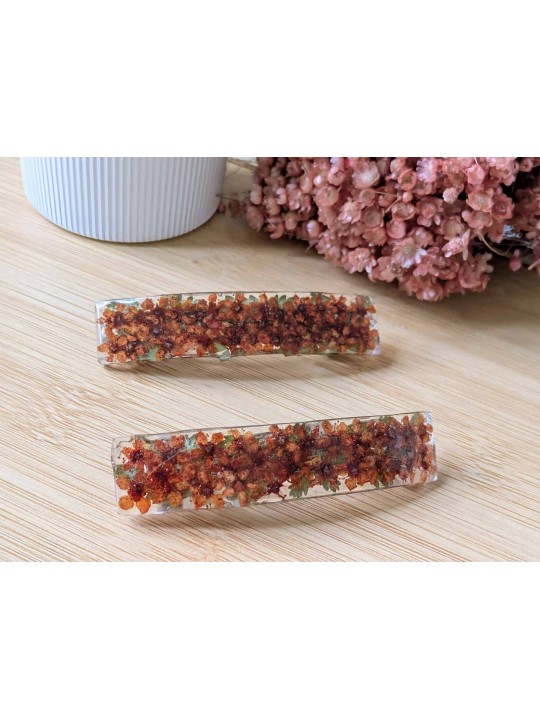 Barrette ou pince en résine fleurs terracotta Barrette ou pince en résine fleurs terracotta