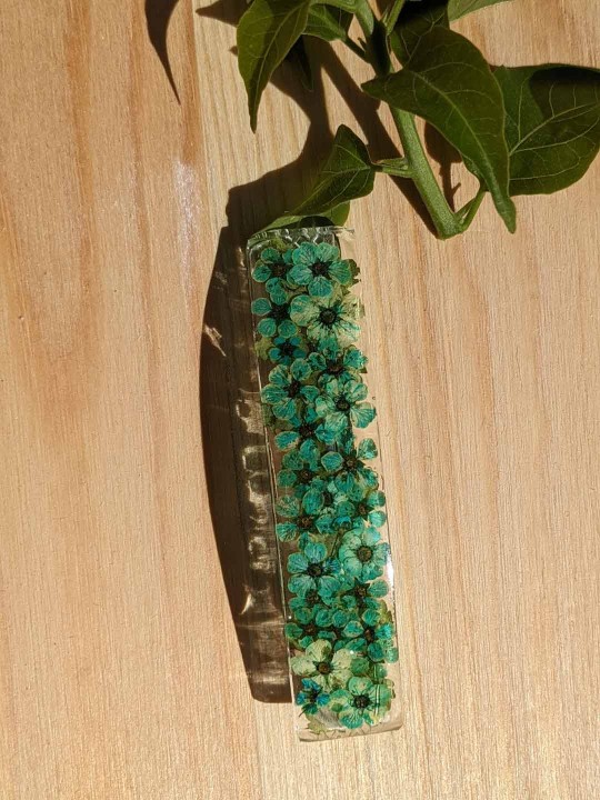 Barrette ou pince en résine fleurs turquoise