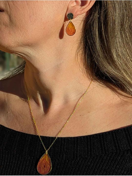 Boucles d'oreille en pétale séché de Flamboyant