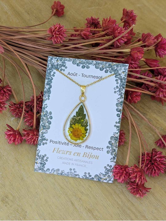 Collier fleur mois de naissance AOUT