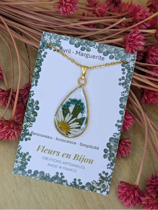 Collier fleur mois de naissance AVRIL