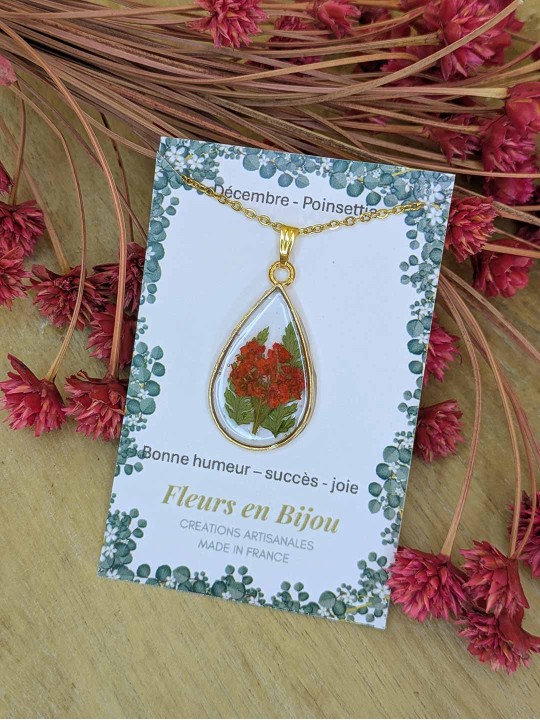 Collier fleur mois de naissance DECEMBRE
