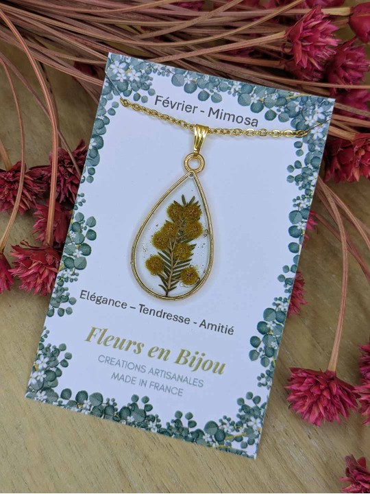 Collier fleur mois de naissance FEVRIER