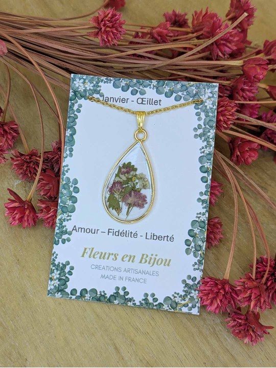 Collier fleur mois de naissance JANVIER
