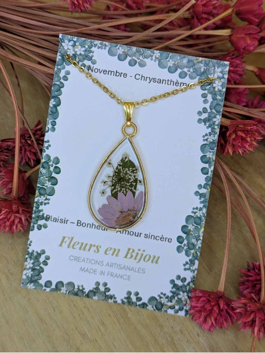 Collier fleur mois de naissance NOVEMBRE