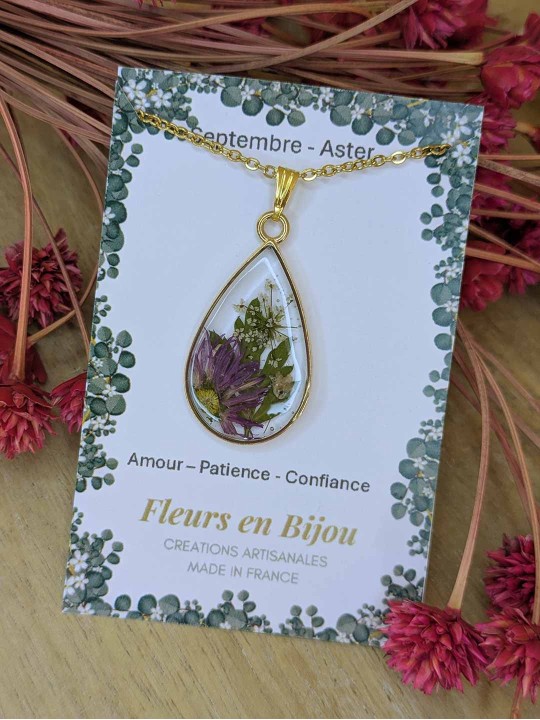Collier fleur mois de naissance SEPTEMBRE