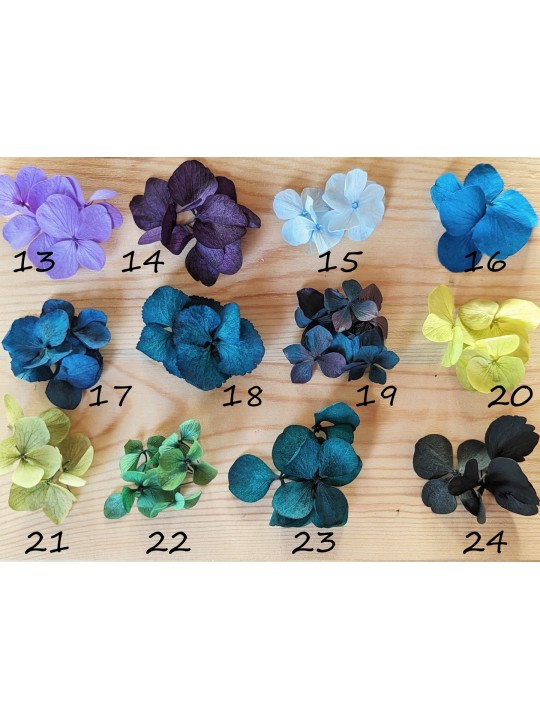 Petite barrette en fleurs stabilisées hortensia (+20 couleurs)