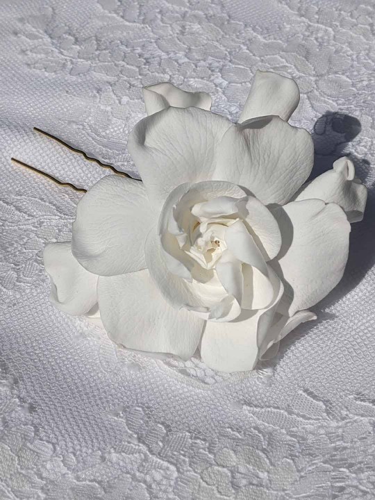 Pique à cheveux en fleur stabilisée blanche Gardenia (lot de 2)