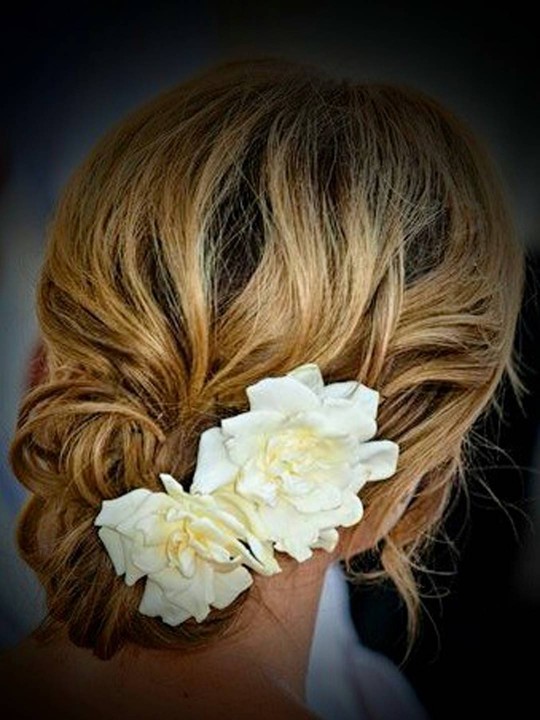 Pince à cheveux en fleur stabilisée blanche Gardenia 