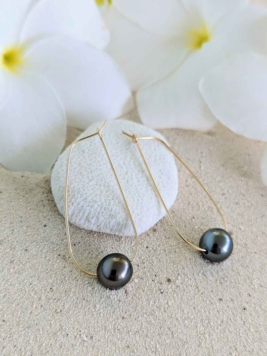 Boucles d'oreille en authentiques perles de Tahiti