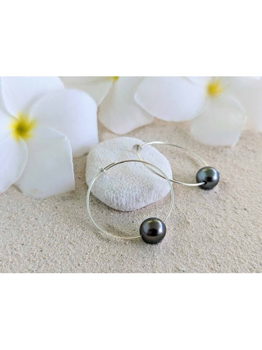 Boucles d'oreille en authentiques perles de Tahiti