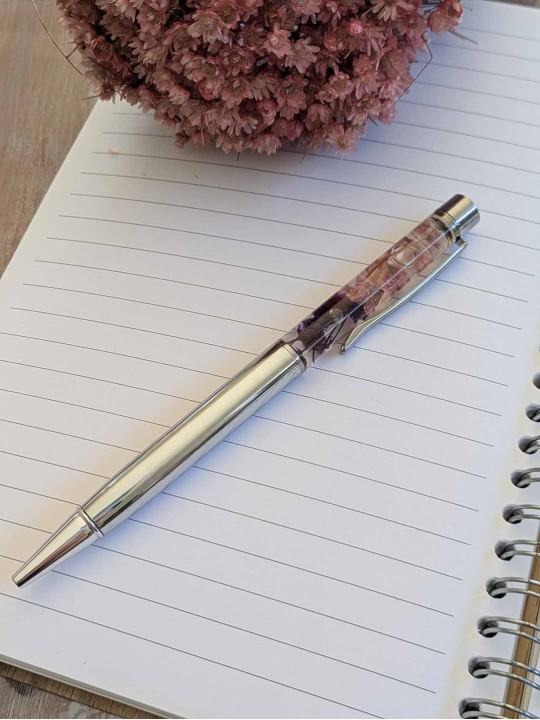 Stylo fleur immergée rose / violet