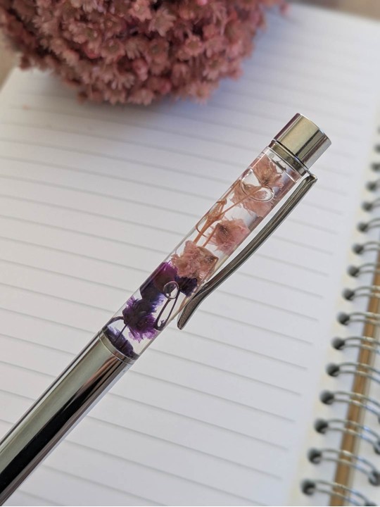 Stylo fleur immergée rose / violet